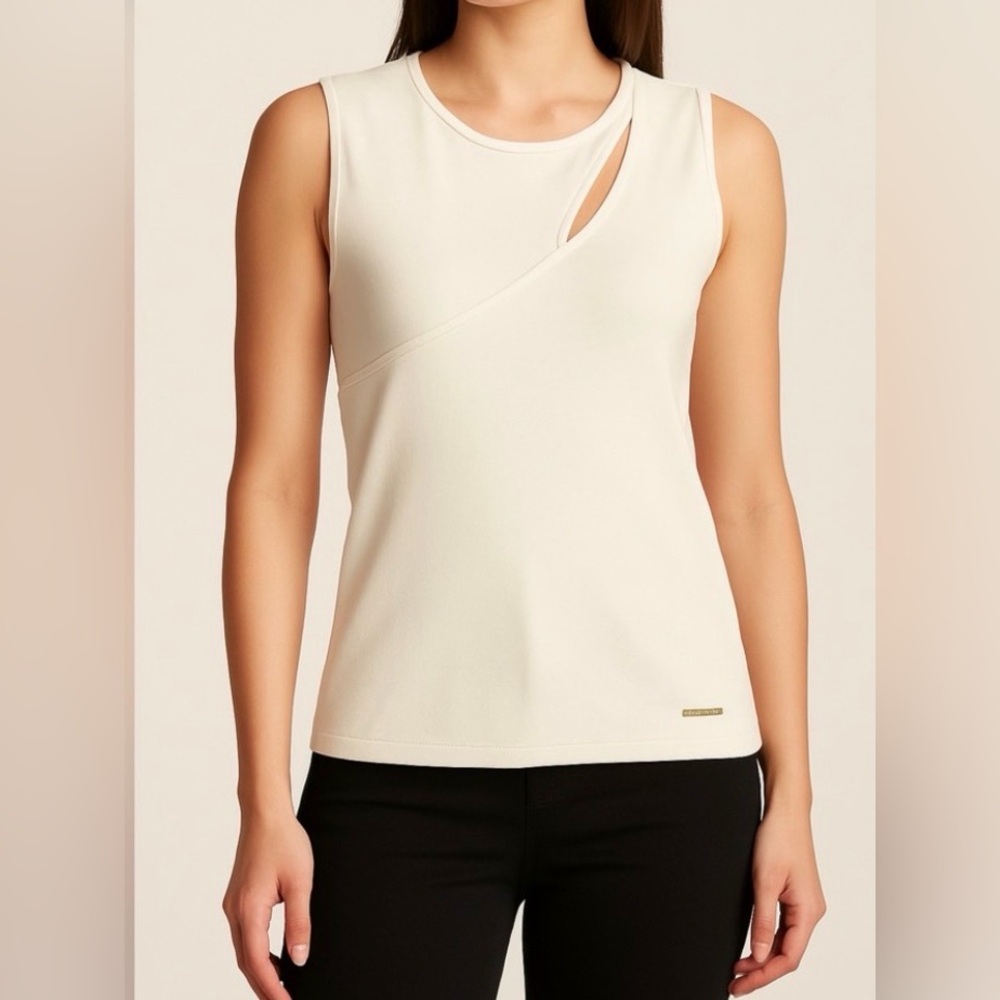 Nine West Ivory Sleeveless Knit Top Size S NWT (N5)✨